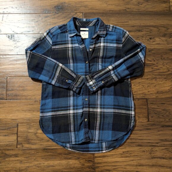American Eagle Ahh-mazingly soft plaid shirt blue size small - Picture 16 of 16